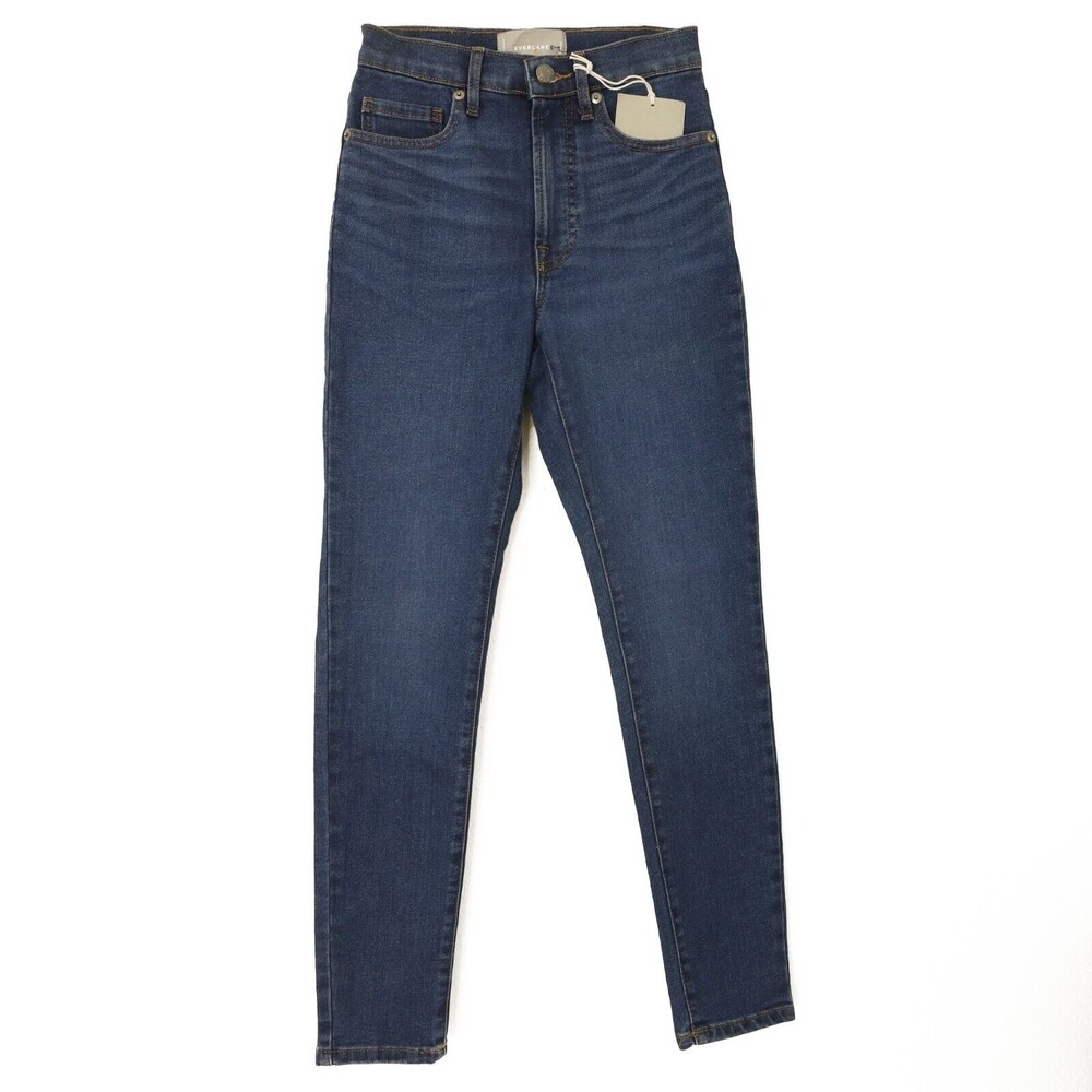 Everlane Authentic Stretch High Rise Skinny 24 R Zip Fly Medium Wash NWT B10